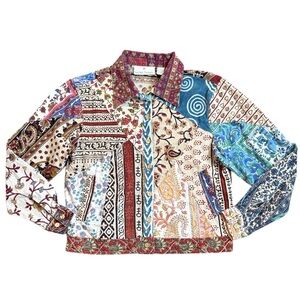 Sacred Threads Cropped Jacket Women’s S Boho Patchwork Festival Floral Top